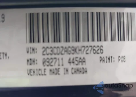 2019 Dodge Challenger Sxt from USA, damaged, VIN 2C3CDZAG9KH727626